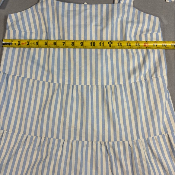 Sezane NWT Anne Swiss Dot Cotton Blue Striped Dress Size 8 - Picture 10 of 12